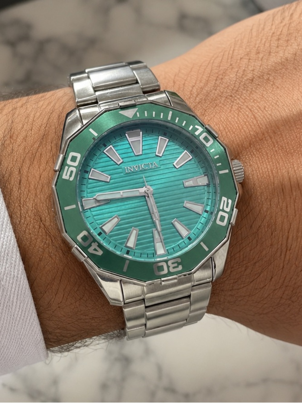 Invicta Pro Diver Men's teal & Silver Watch NWT 46mm